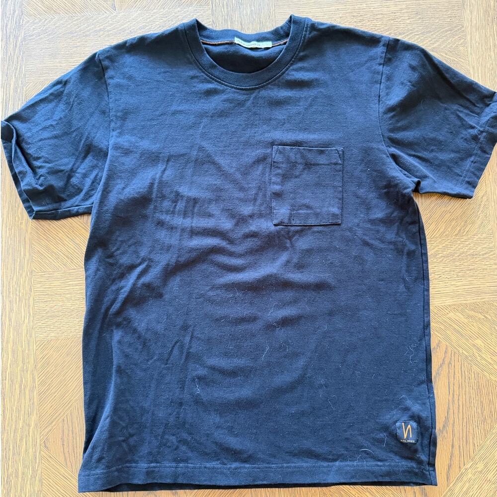 Nudie Jeans Mens L Navy Pocket T-Shirt Short Sleeve Crew